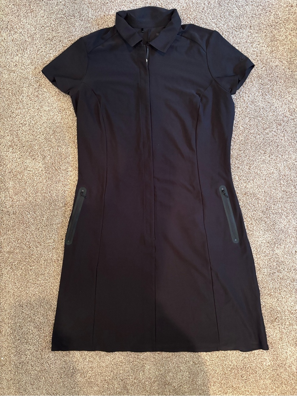 Nike Black Short-Sleeve Zip-Front Mini Dress